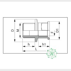 Nippelmuffe M-F 1"-1/2"